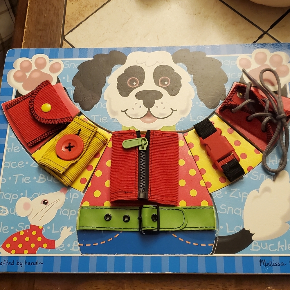 Melissa & Doug Basic Skills Puzzle Board Black & White Dog